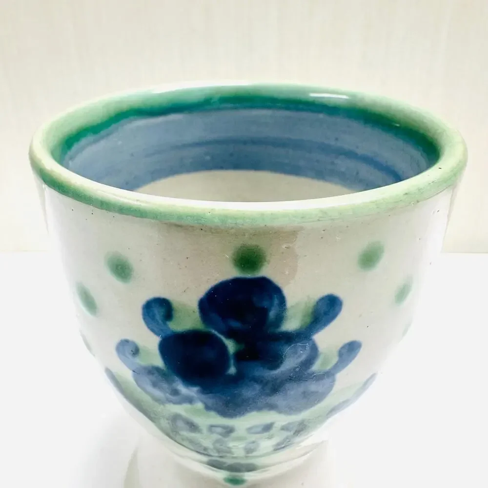 Vintage M.A. Hadley Pottery Double Egg Cup Blueberry Bouquet Pattern